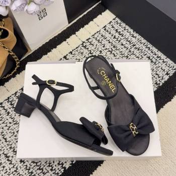 Chanel Grosgrain Heel Sandals 3.5cm with Bow Black2 2025 G46813 (MD-251224076)