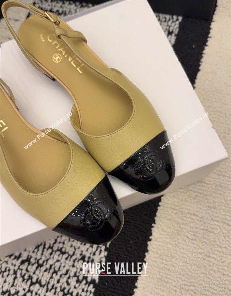 Chanel Lambskin Patent Leather Slingbacks Flat Beige 2025 G31319 1224 (MD-251224081)