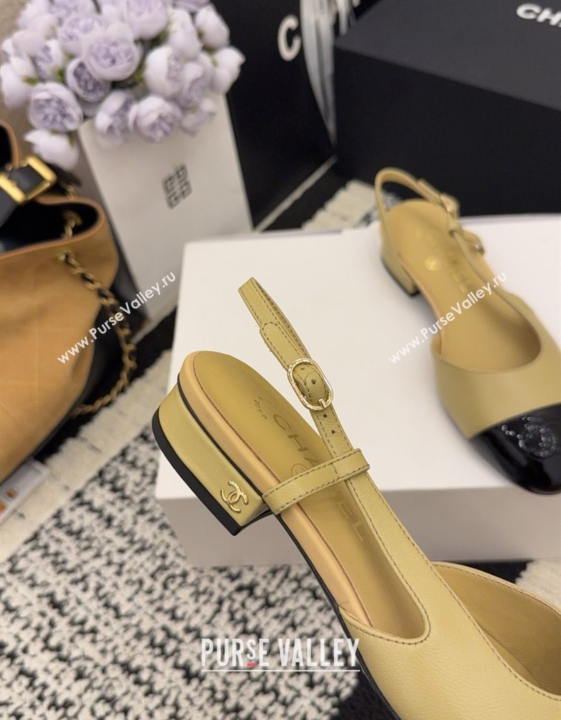 Chanel Lambskin Patent Leather Slingbacks Flat Beige 2025 G31319 1224 (MD-251224081)