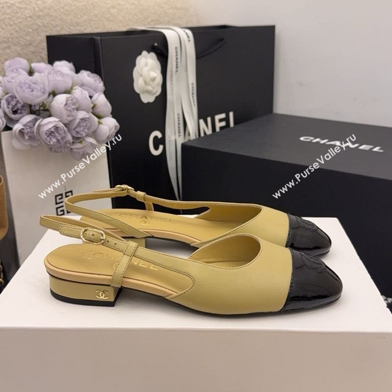 Chanel Lambskin Patent Leather Slingbacks Flat Beige 2025 G31319 1224 (MD-251224081)
