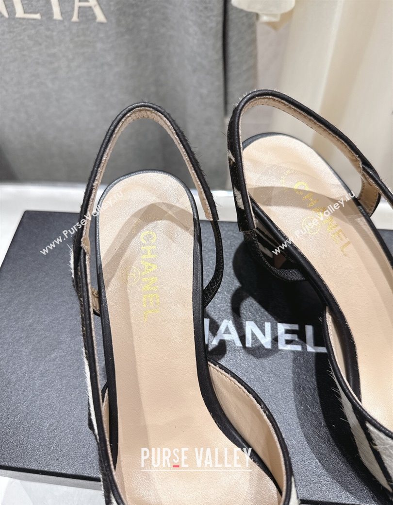 Chanel Printed Mohair Slingbacks Pump 6.5cm Black/White Stripes 2025 G31318 1224 (MD-251224065)