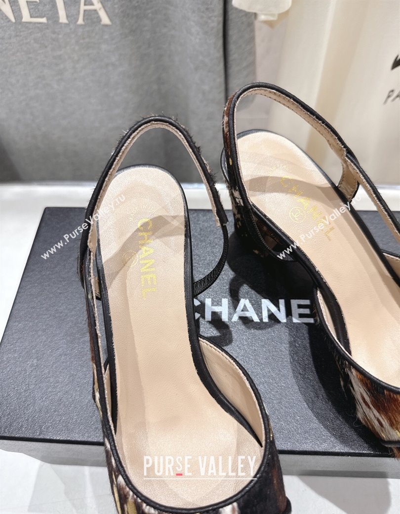 Chanel Printed Mohair Slingbacks Pump 6.5cm Brown/Multicolor 2025 G31318 1224 (MD-251224066)