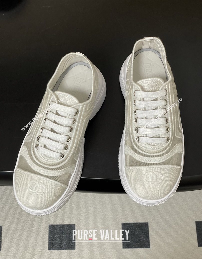 Chanel Mesh Mixed Fibers Sneakers White 2025 G46509 (MD-251223116)