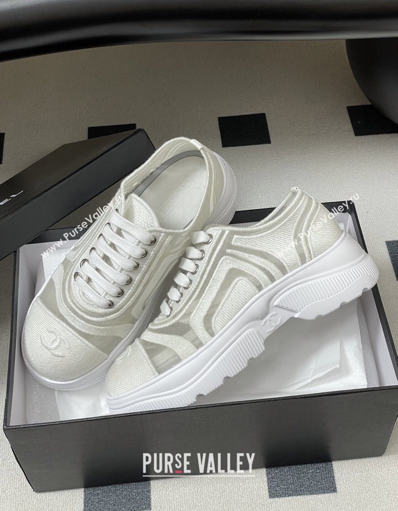 Chanel Mesh Mixed Fibers Sneakers White 2025 G46509 (MD-251223116)