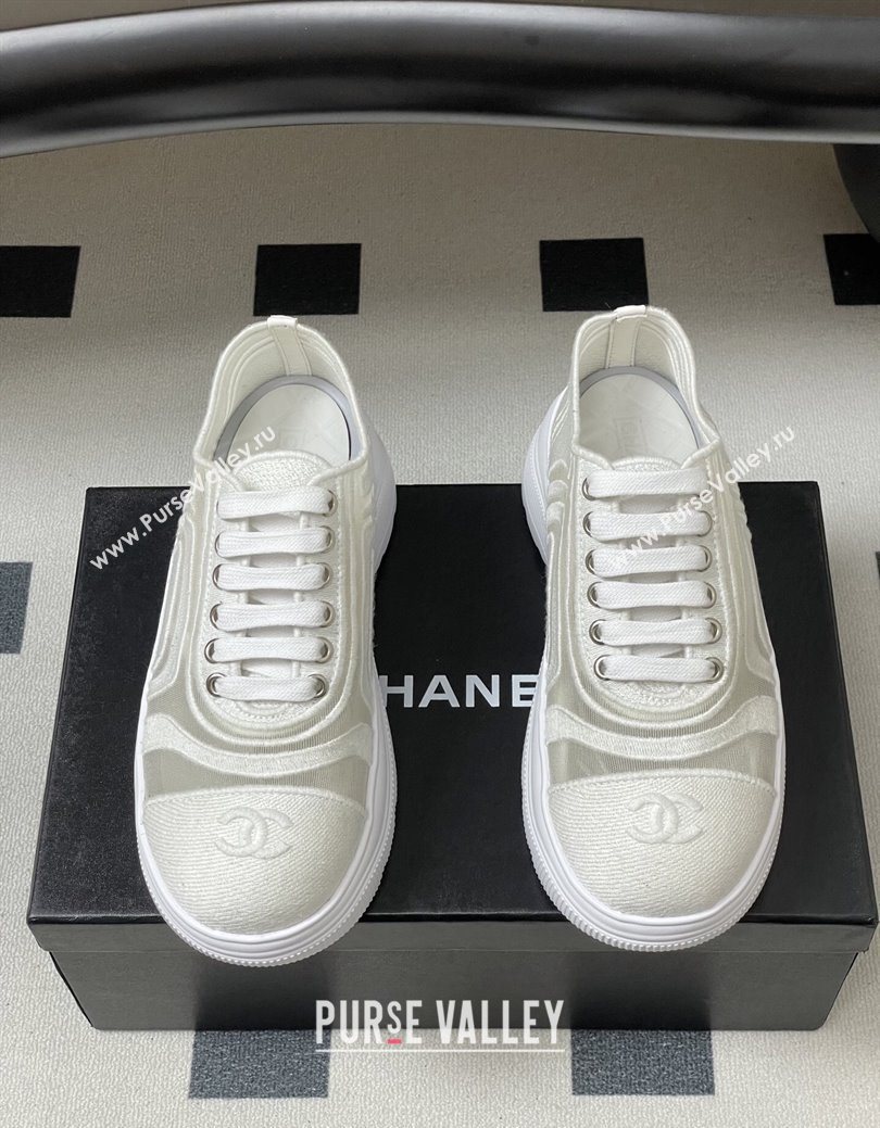 Chanel Mesh Mixed Fibers Sneakers White 2025 G46509 (MD-251223116)