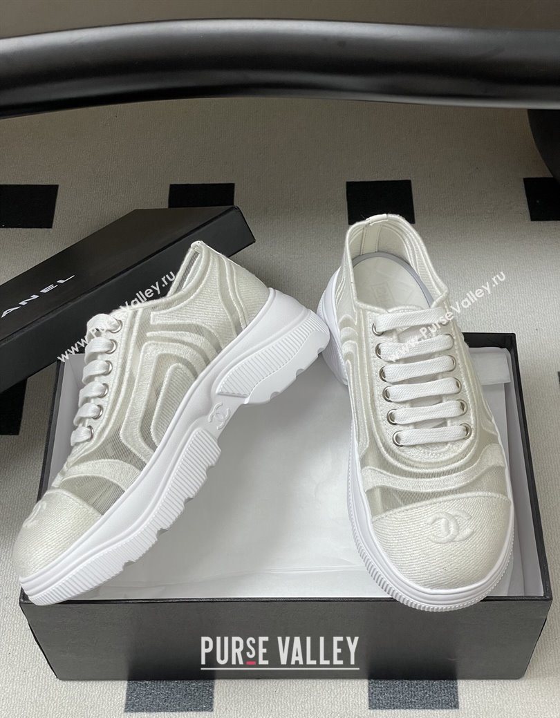 Chanel Mesh Mixed Fibers Sneakers White 2025 G46509 (MD-251223116)