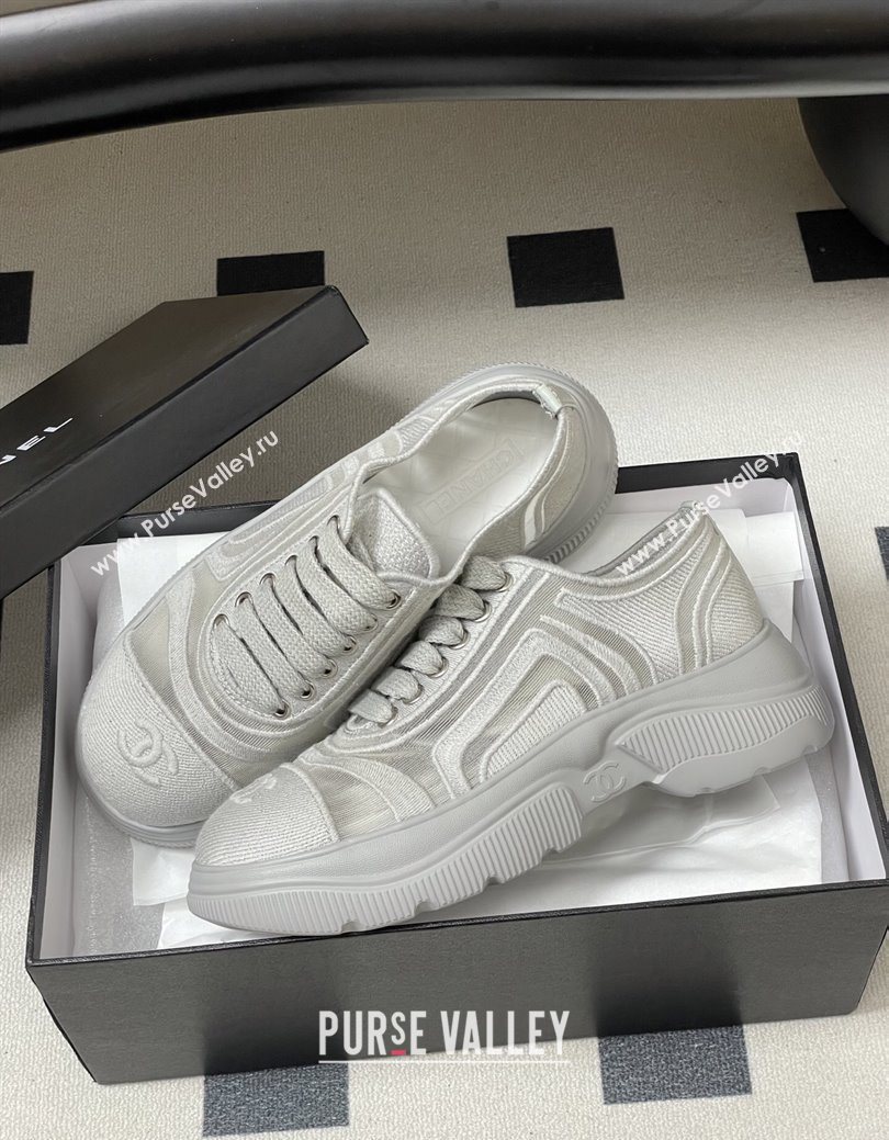 Chanel Mesh Mixed Fibers Sneakers Grey 2025 G46509 (MD-251223117)