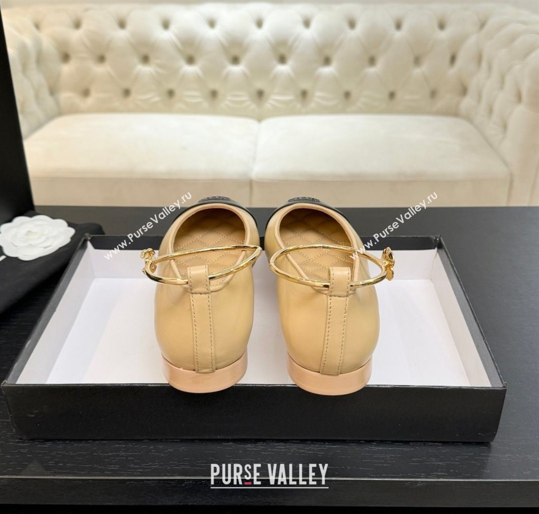 Chanel Lambskin Leather Ballet Flats with Logo Loop Beige 2025 G46932 (MD-251224014)