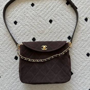 Chanel Suede Medium Flap Messenger Bag Chocolate 2026 AS5885 (yezi-260203055)