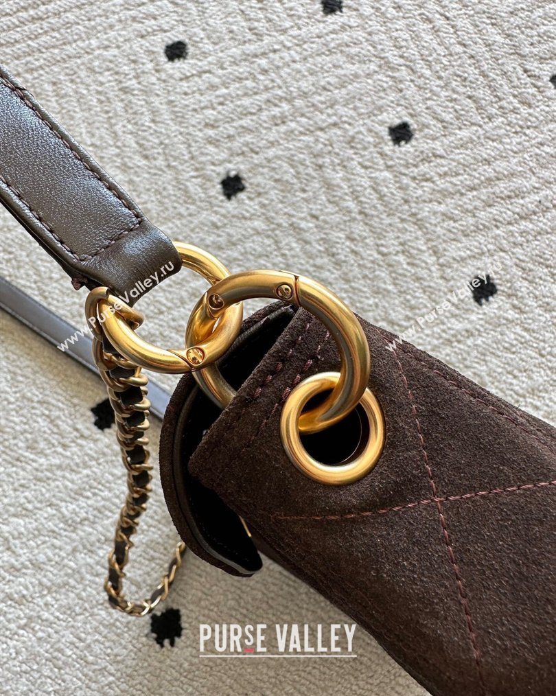 Chanel Suede Medium Flap Messenger Bag Chocolate 2026 AS5885 (yezi-260203055)