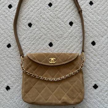 Chanel Suede Medium Flap Messenger Bag Light Brown 2026 AS5885 (yezi-260203056)