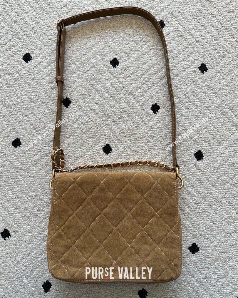 Chanel Suede Medium Flap Messenger Bag Light Brown 2026 AS5885 (yezi-260203056)