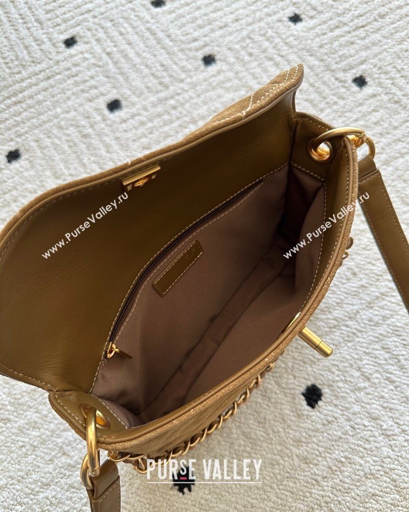 Chanel Suede Medium Flap Messenger Bag Light Brown 2026 AS5885 (yezi-260203056)