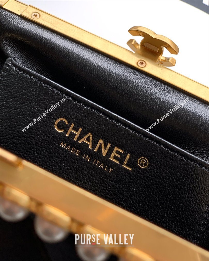 Chanel Lambskin Leather Pearls Clutch with Chain Black 2026 AS5912 (yezi-260203045)