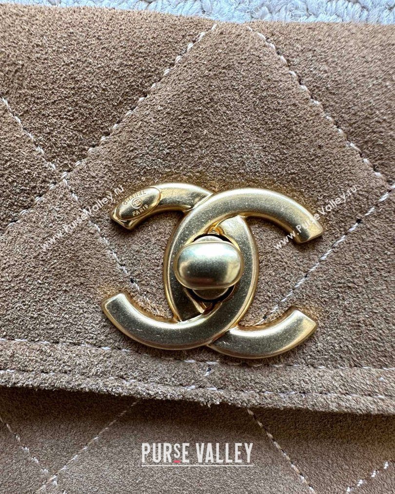 Chanel Suede Large Flap Messenger Bag Light Brown 2026 AS5883 (yezi-260203054)