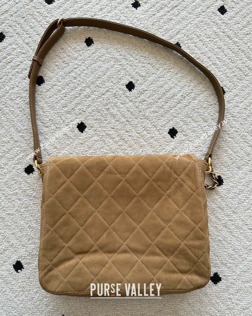 Chanel Suede Large Flap Messenger Bag Light Brown 2026 AS5883 (yezi-260203054)