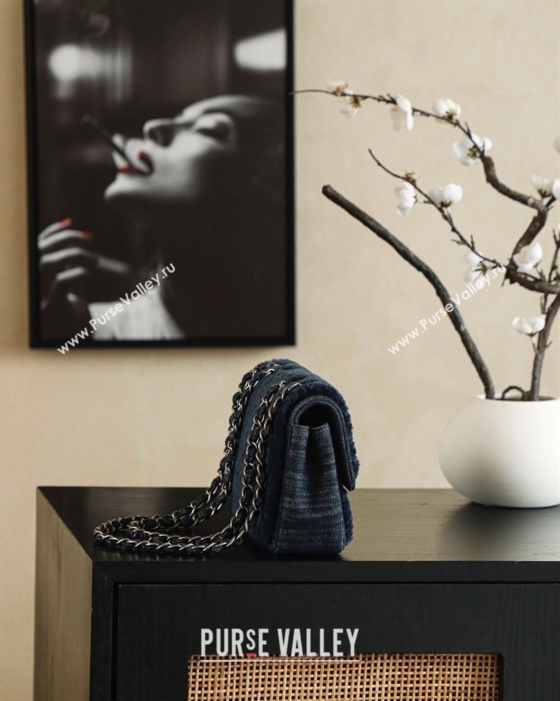 Chanel Shearling Classic Small Flap Bag with Star Charm Blue 2026 A01113 (yezi-260203058)