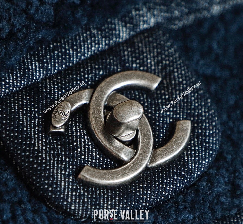 Chanel Shearling Classic Small Flap Bag with Star Charm Blue 2026 A01113 (yezi-260203058)