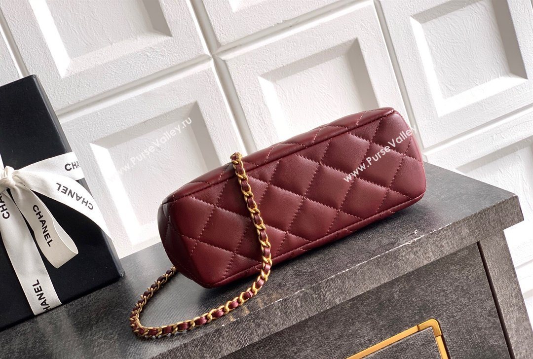 Chanel Lambskin Leather Pearls Clutch with Chain Burgundy 2026 AS5912 (yezi-260203046)