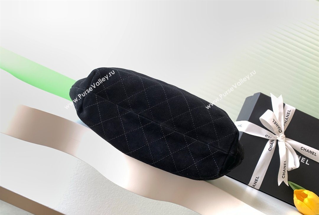 Chanel Suede Turtoise-Shell Effect Top Handle Hobo Bag Black 2026 AS6010 (yezi-260203060)