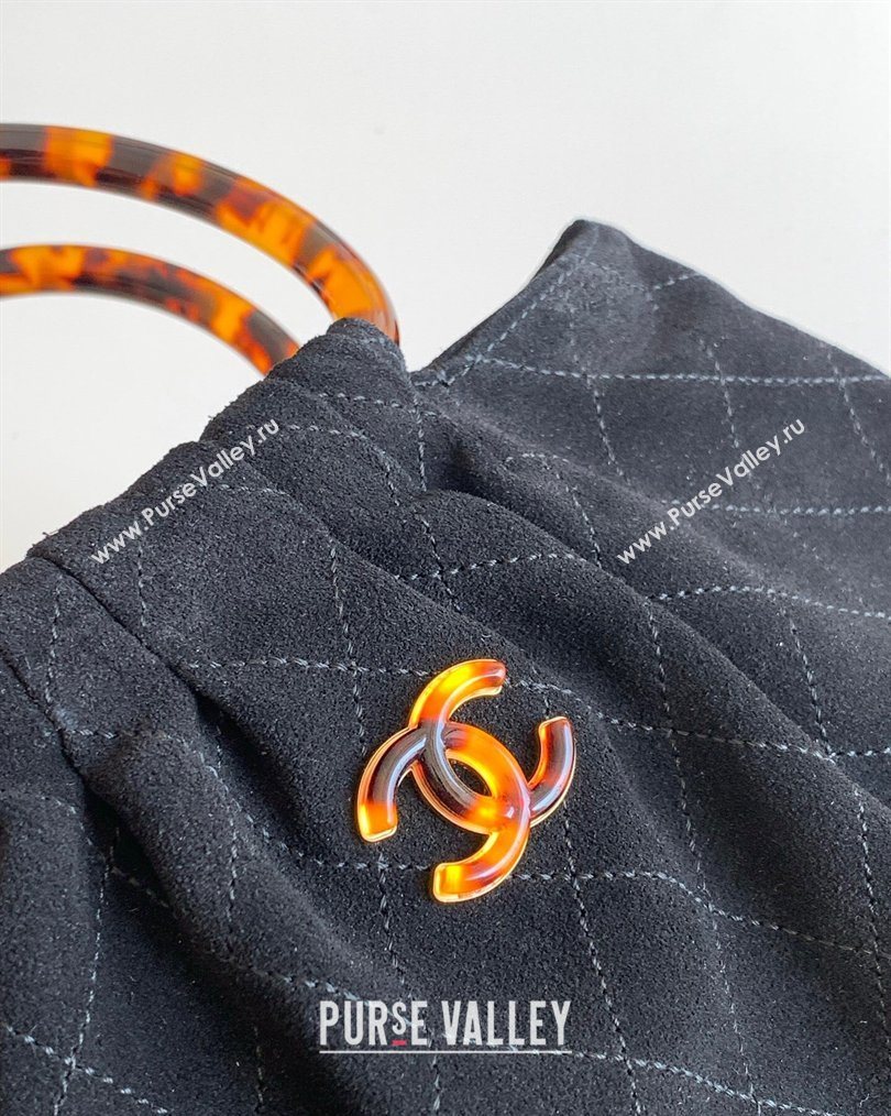 Chanel Suede Turtoise-Shell Effect Top Handle Hobo Bag Black 2026 AS6010 (yezi-260203060)