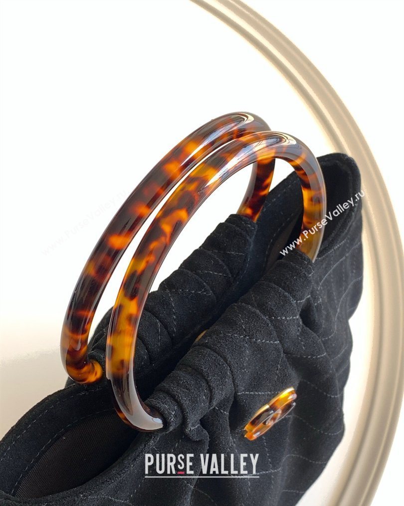 Chanel Suede Turtoise-Shell Effect Top Handle Hobo Bag Black 2026 AS6010 (yezi-260203060)