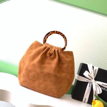 Chanel Suede Turtoise-Shell Effect Top Handle Hobo Bag Brown 2026 AS6010 (yezi-260203061)