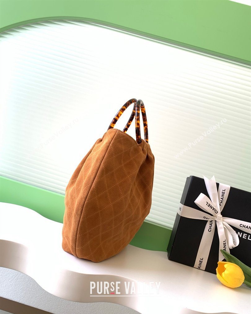 Chanel Suede Turtoise-Shell Effect Top Handle Hobo Bag Brown 2026 AS6010 (yezi-260203061)