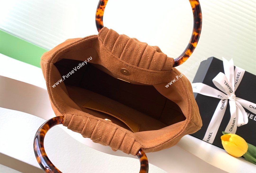 Chanel Suede Turtoise-Shell Effect Top Handle Hobo Bag Brown 2026 AS6010 (yezi-260203061)