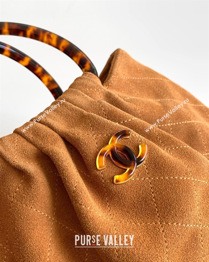 Chanel Suede Turtoise-Shell Effect Top Handle Hobo Bag Brown 2026 AS6010 (yezi-260203061)