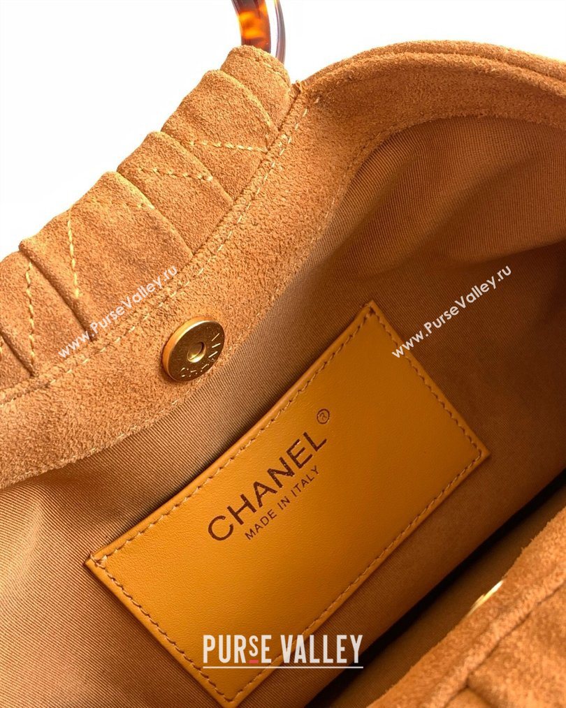 Chanel Suede Turtoise-Shell Effect Top Handle Hobo Bag Brown 2026 AS6010 (yezi-260203061)
