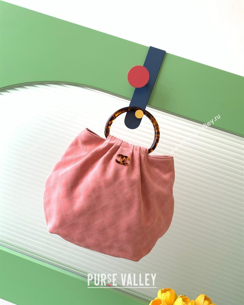 Chanel Suede Turtoise-Shell Effect Top Handle Hobo Bag Pink 2026 AS6010 (yezi-260203062)