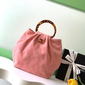 Chanel Suede Turtoise-Shell Effect Top Handle Hobo Bag Pink 2026 AS6010 (yezi-260203062)
