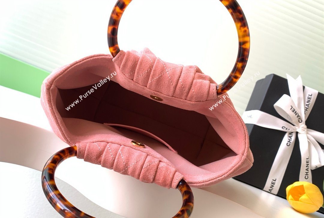 Chanel Suede Turtoise-Shell Effect Top Handle Hobo Bag Pink 2026 AS6010 (yezi-260203062)