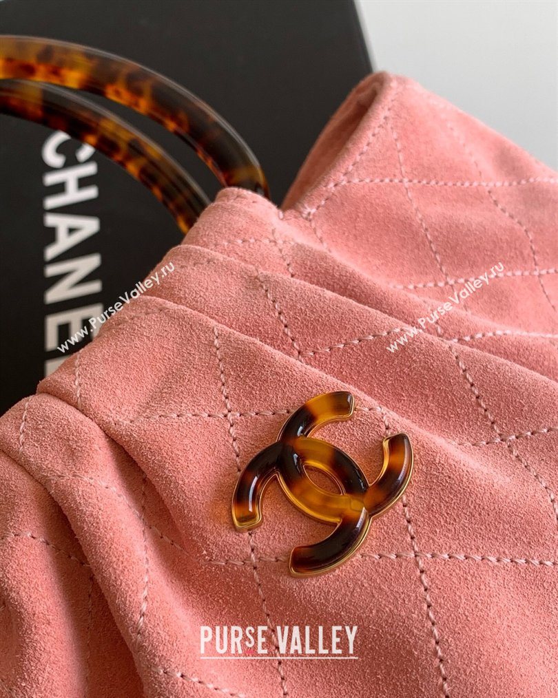 Chanel Suede Turtoise-Shell Effect Top Handle Hobo Bag Pink 2026 AS6010 (yezi-260203062)