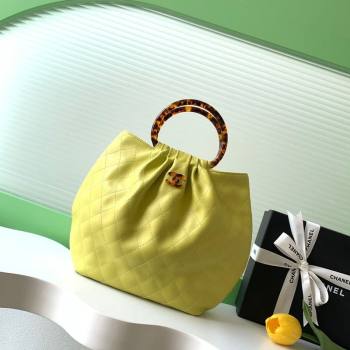 Chanel Calfskin Leather Turtoise-Shell Effect Top Handle Hobo Bag Yellow 2026 AS6010 (yezi-260203065)