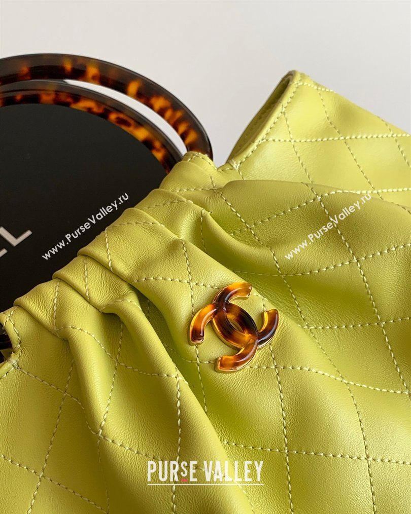Chanel Calfskin Leather Turtoise-Shell Effect Top Handle Hobo Bag Yellow 2026 AS6010 (yezi-260203065)