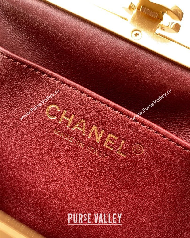 Chanel Lambskin Leather Pearls Clutch with Chain Burgundy 2026 AS5912 (yezi-260203046)