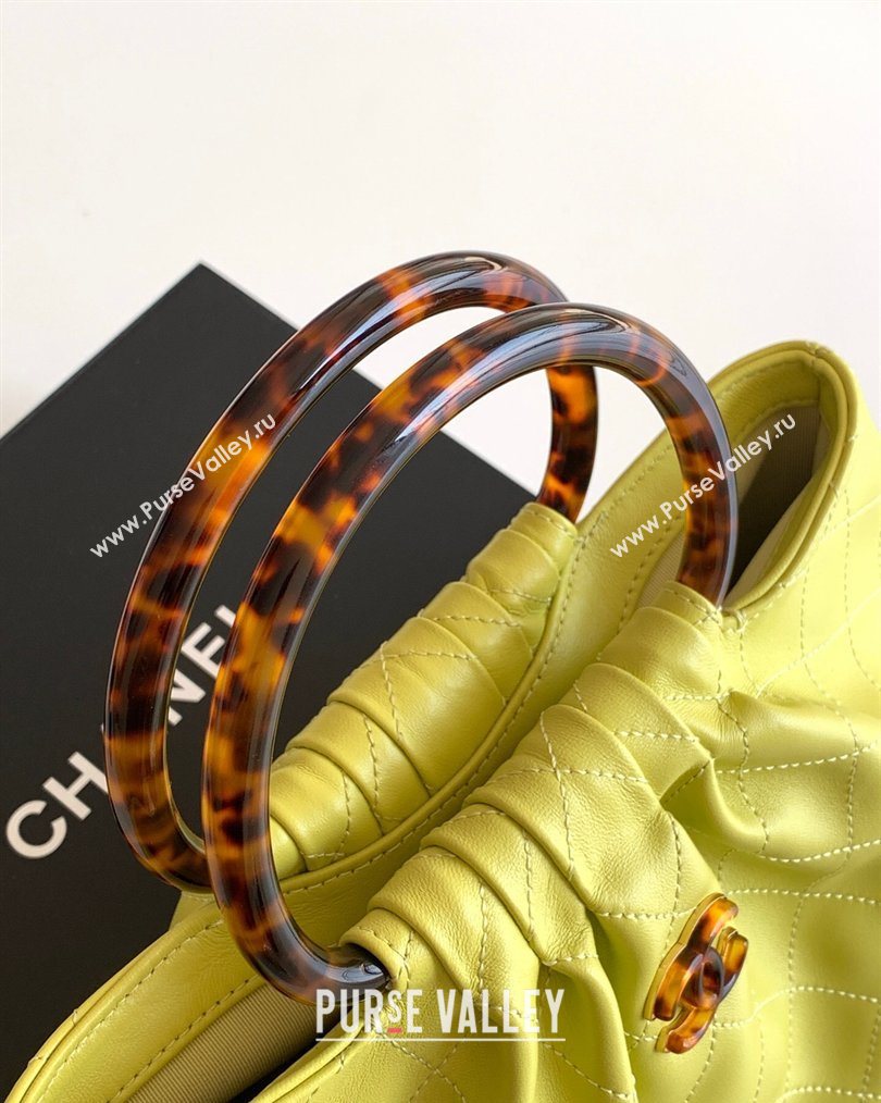 Chanel Calfskin Leather Turtoise-Shell Effect Top Handle Hobo Bag Yellow 2026 AS6010 (yezi-260203065)