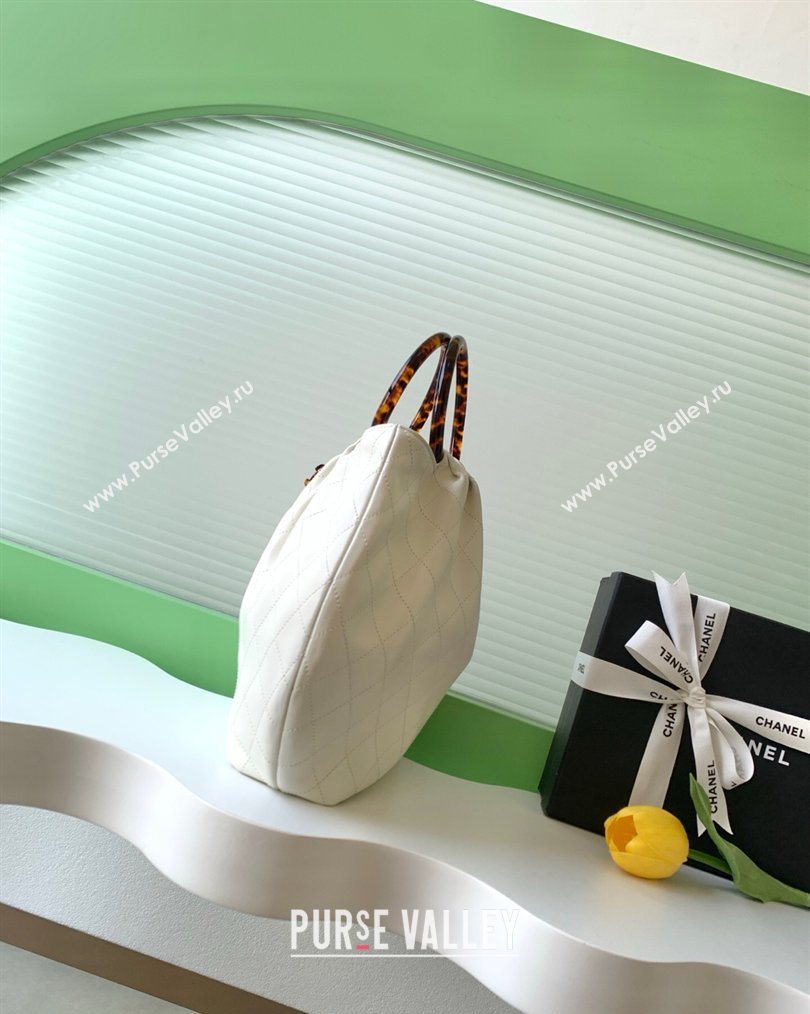 Chanel Calfskin Leather Turtoise-Shell Effect Top Handle Hobo Bag White 2026 AS6010 (yezi-260203066)