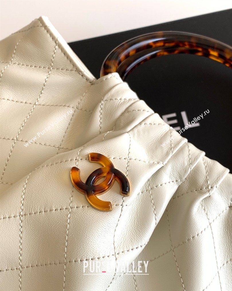 Chanel Calfskin Leather Turtoise-Shell Effect Top Handle Hobo Bag White 2026 AS6010 (yezi-260203066)
