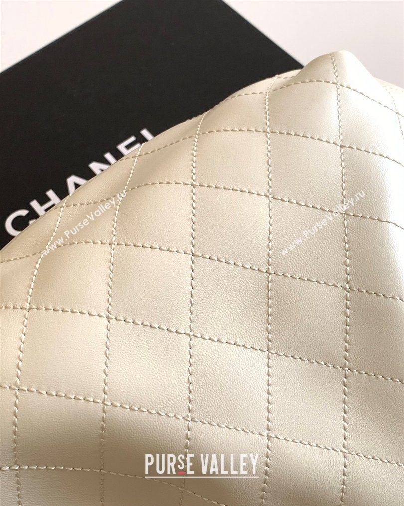 Chanel Calfskin Leather Turtoise-Shell Effect Top Handle Hobo Bag White 2026 AS6010 (yezi-260203066)