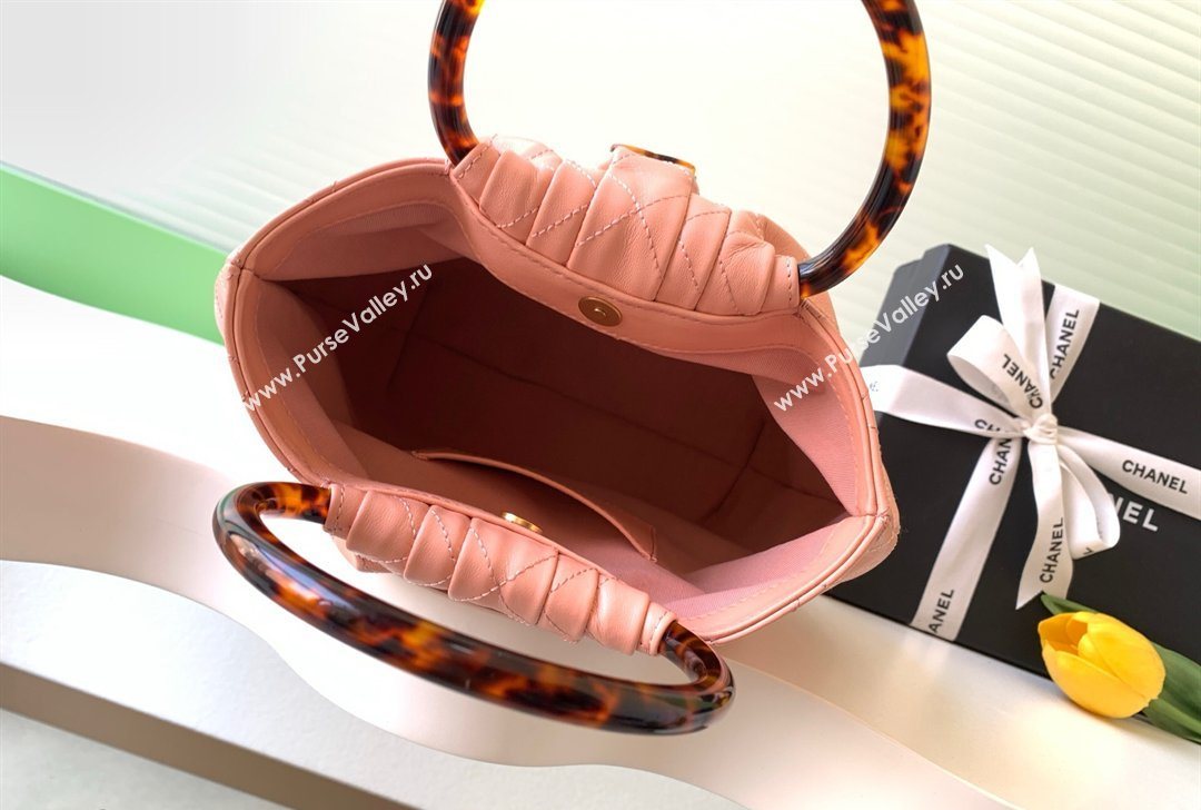 Chanel Calfskin Leather Turtoise-Shell Effect Top Handle Hobo Bag Pink 2026 AS6010 (yezi-260203067)