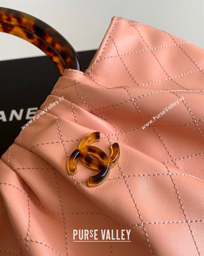 Chanel Calfskin Leather Turtoise-Shell Effect Top Handle Hobo Bag Pink 2026 AS6010 (yezi-260203067)