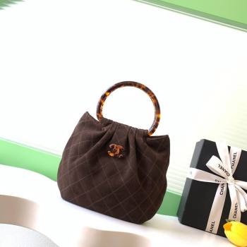 Chanel Suede Turtoise-Shell Effect Top Handle Small Hobo Bag Chocolate 2026 AS6022 (yezi-260203072)