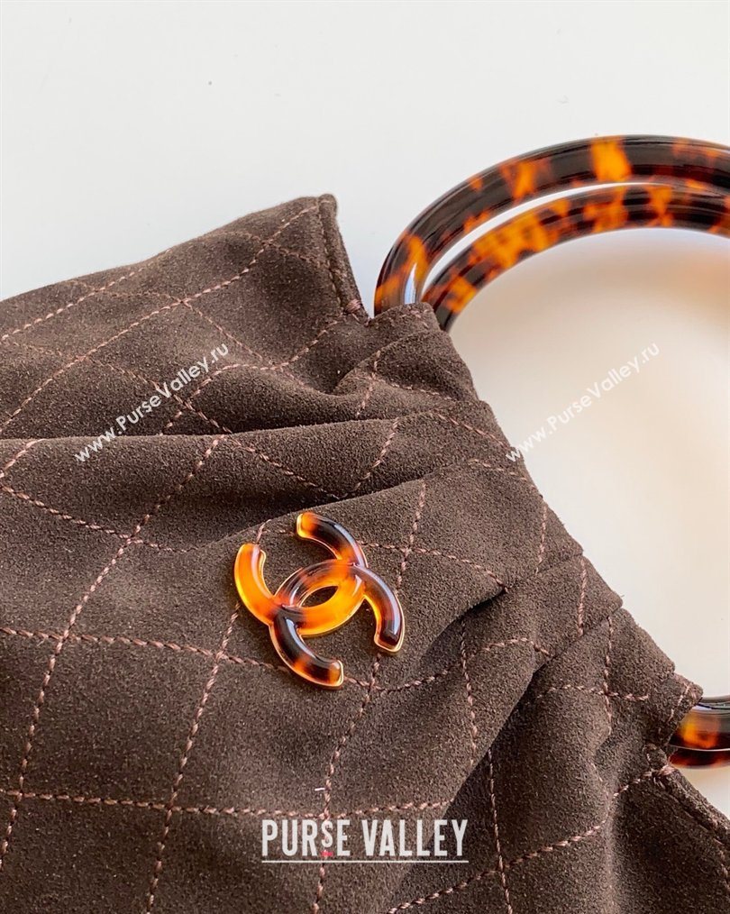 Chanel Suede Turtoise-Shell Effect Top Handle Small Hobo Bag Chocolate 2026 AS6022 (yezi-260203072)
