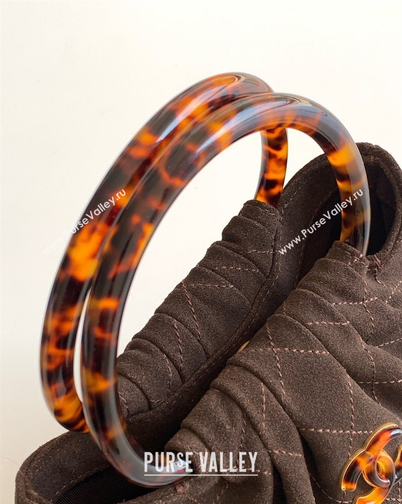 Chanel Suede Turtoise-Shell Effect Top Handle Small Hobo Bag Chocolate 2026 AS6022 (yezi-260203072)