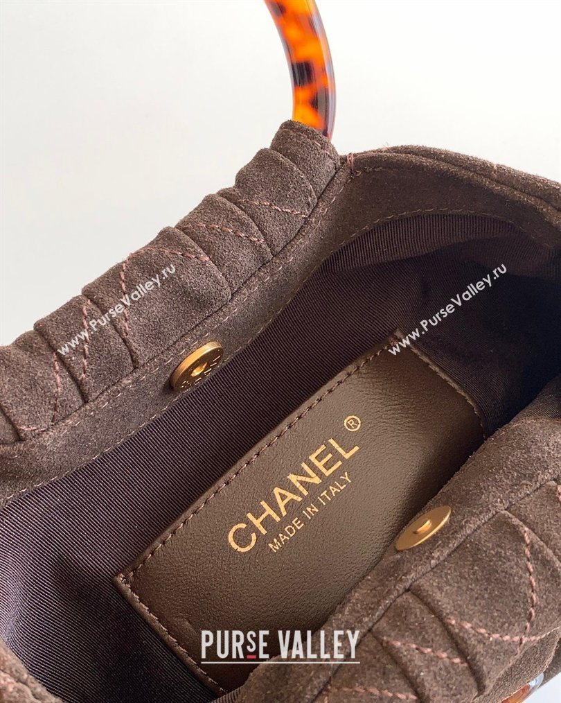 Chanel Suede Turtoise-Shell Effect Top Handle Small Hobo Bag Chocolate 2026 AS6022 (yezi-260203072)