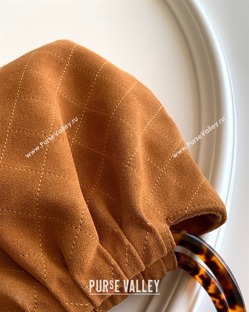 Chanel Suede Turtoise-Shell Effect Top Handle Small Hobo Bag Chocolate 2026 AS6022 (yezi-260203072)