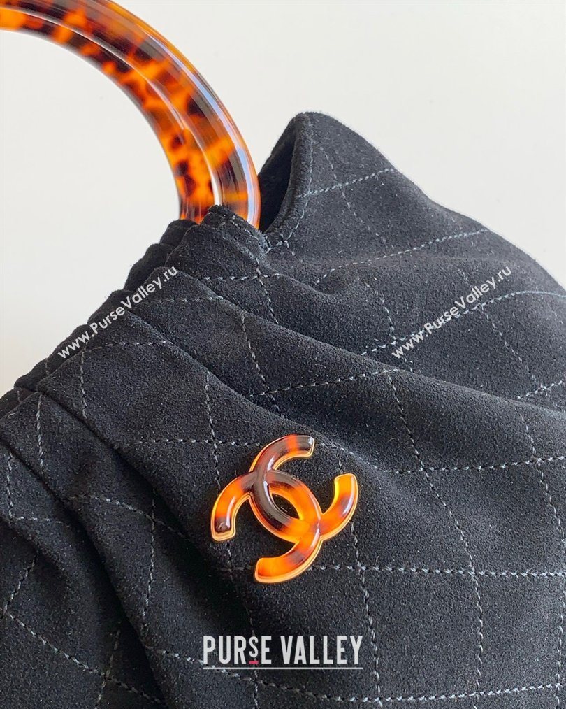 Chanel Suede Turtoise-Shell Effect Top Handle Small Hobo Bag Black 2026 AS6022 (yezi-260203073)